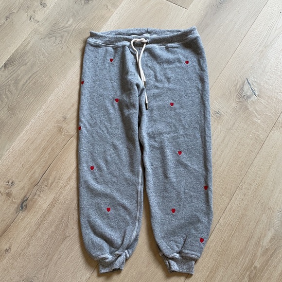 THE GREAT. Grey Embroidered Hearts Joggers. Size 1 - Picture 4 of 6
